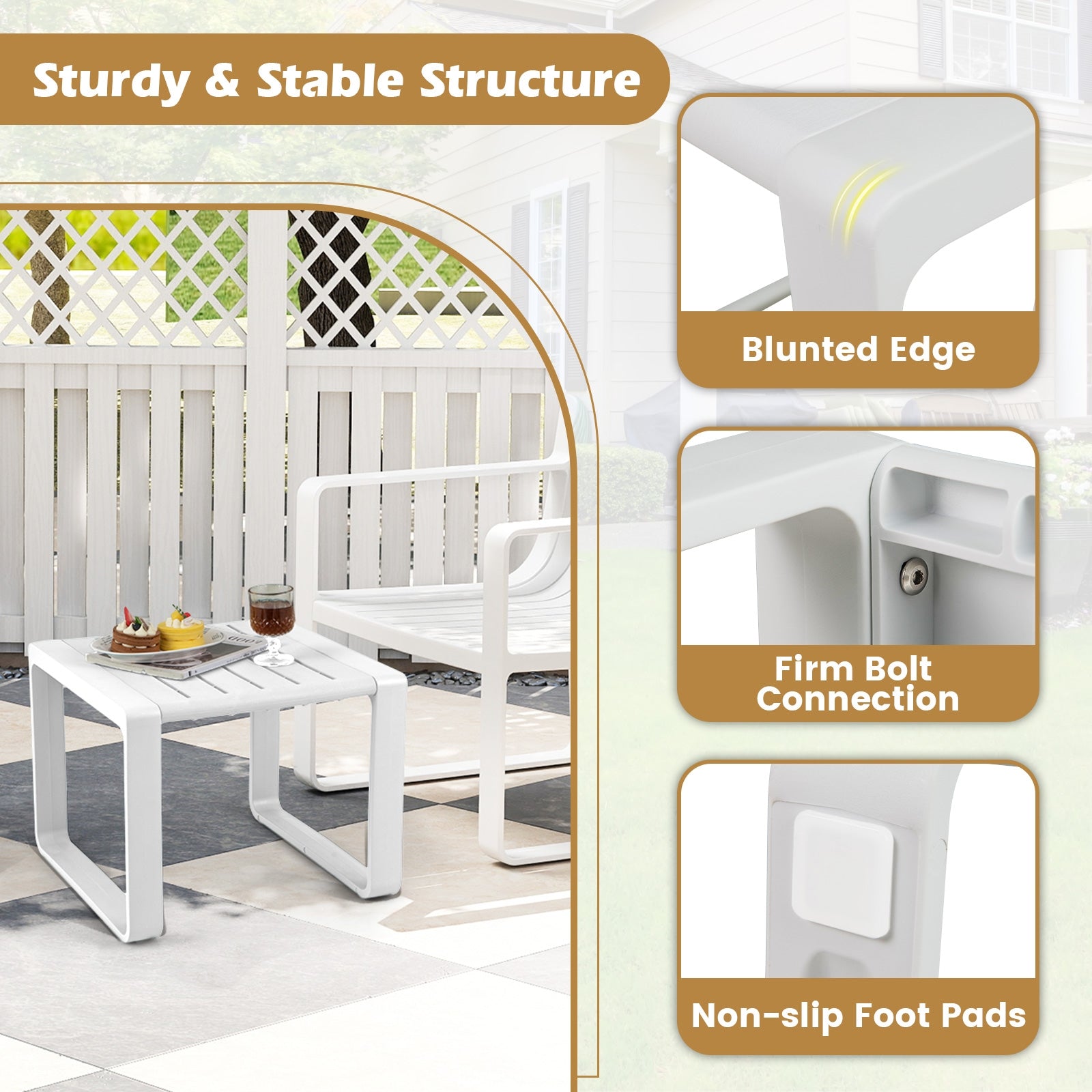 Weather Resistant Adirondack Outdoor Side Table Set of 2, White Patio Coffee Tables at Gallery Canada