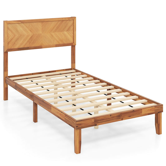 Twin/Full/Queen Size Bed Frame with Headboard and Storage Space-Twin Size, Natural Simple Bed Frame Natural - Twin at Gallery Canada