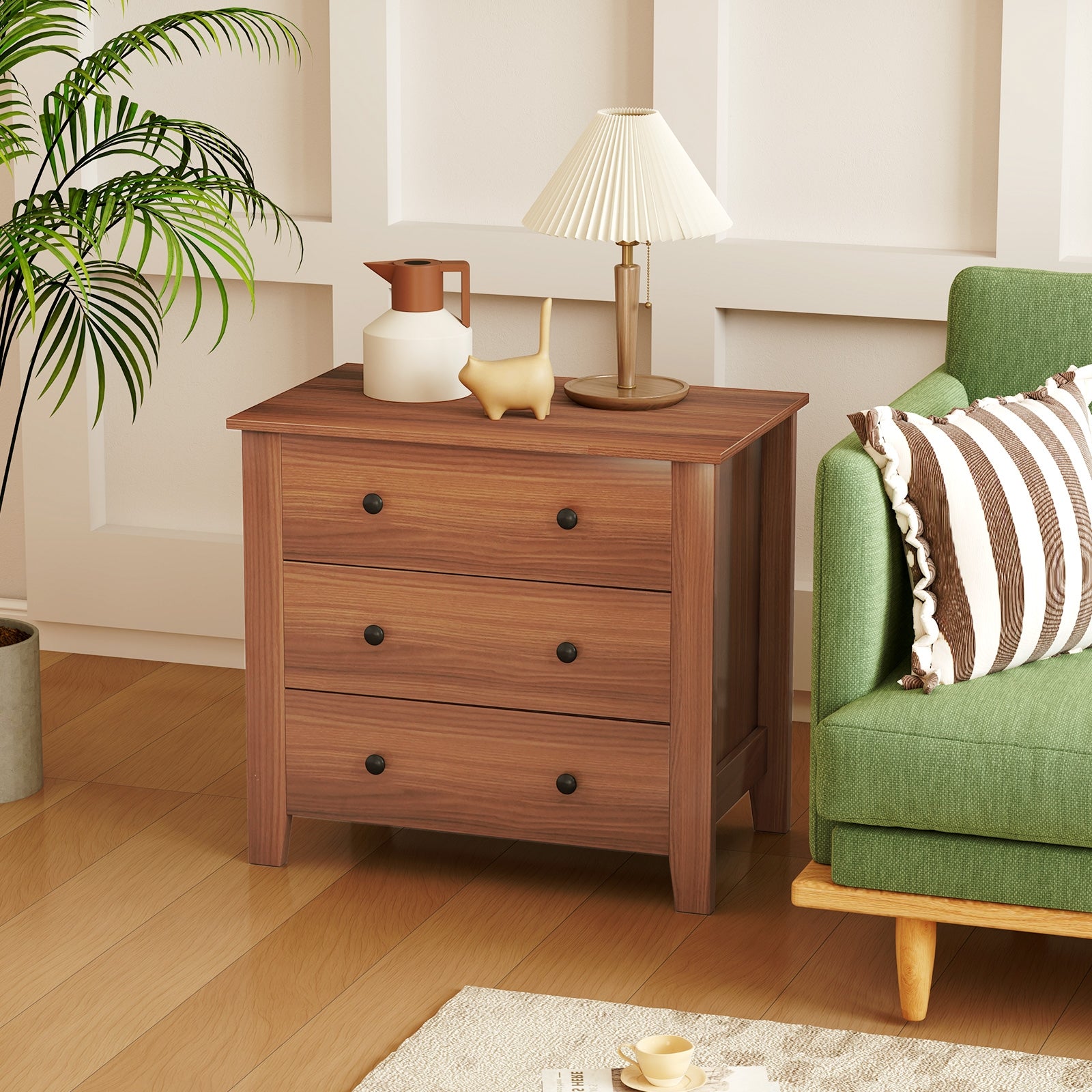 3 Drawer Dresser Chest of Drawers Bedside Table, Walnut Cabinets & Chests at Gallery Canada