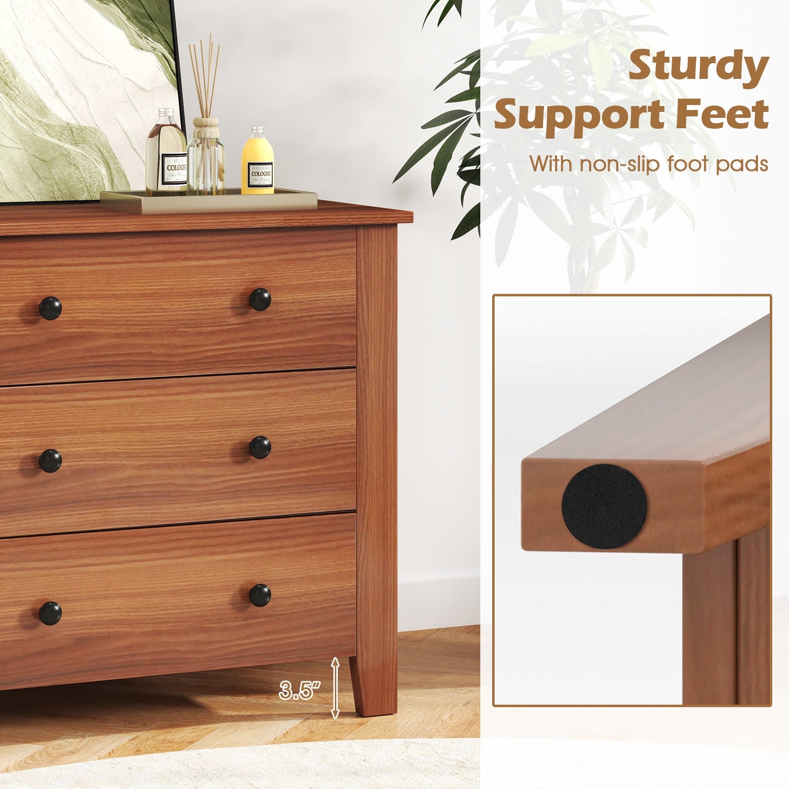 3 Drawer Dresser Chest of Drawers Bedside Table, Walnut Cabinets & Chests at Gallery Canada