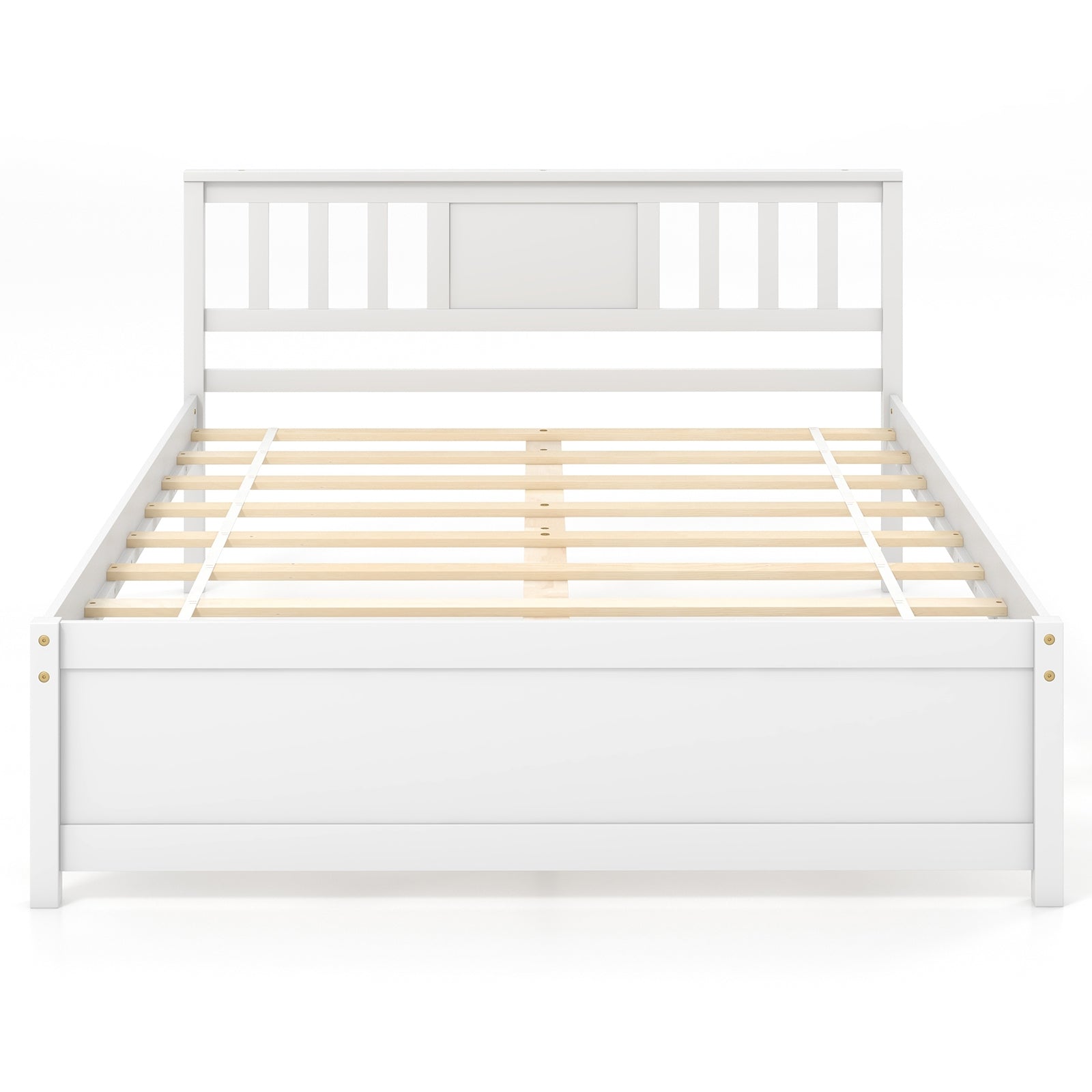 Wooden Platform Bed with Headboard and Wood Slat Support White-Full Size, White Simple Bed Frame White - Full Size at Gallery Canada