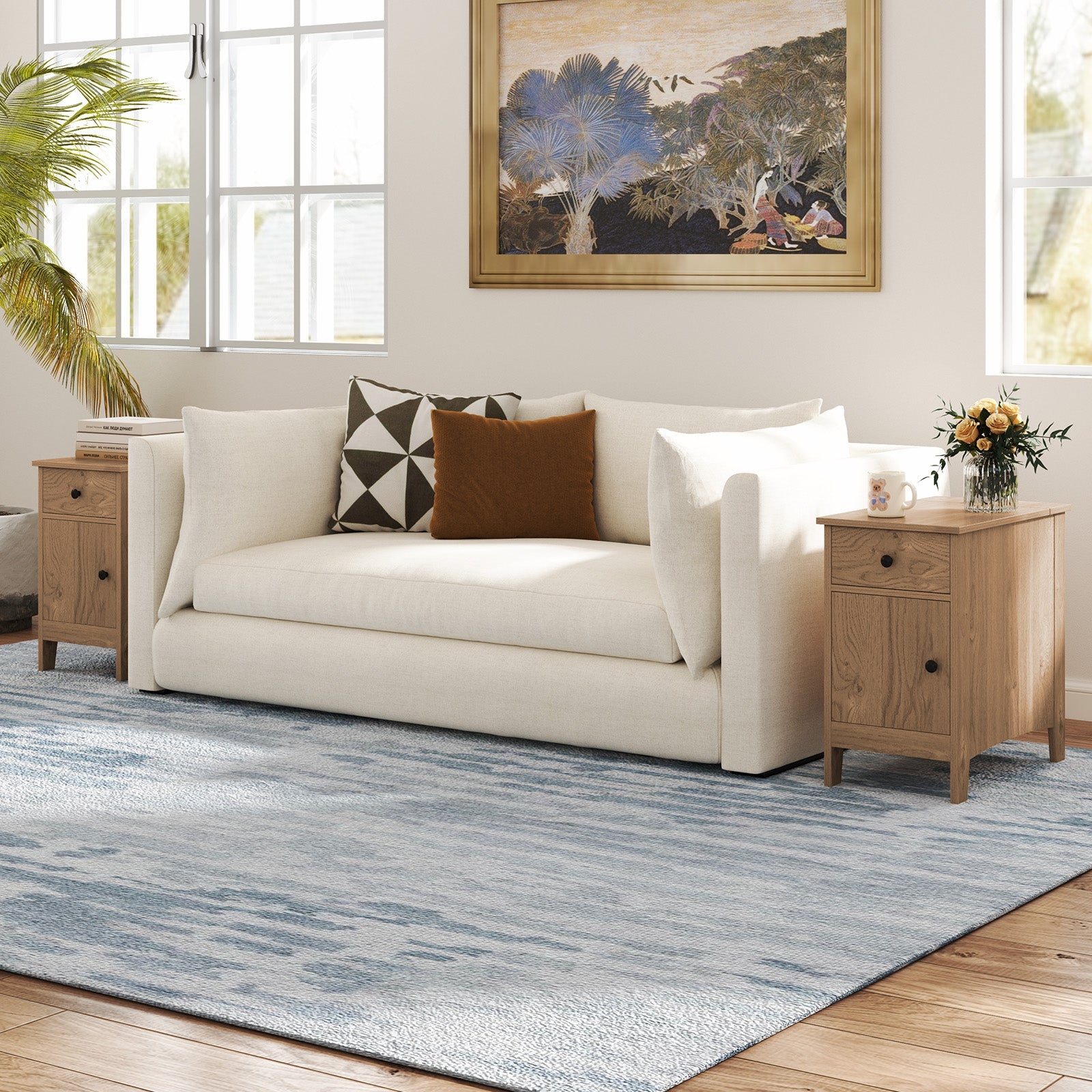 Flip Top End Table with Charging Station USB Ports Outlets and Drawer, Natural Nightstands at Gallery Canada