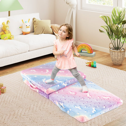 Foldable Floor Mattress for Kids with Washable Flannel Cover, Multicolor Mattresses Multicolor at Gallery Canada