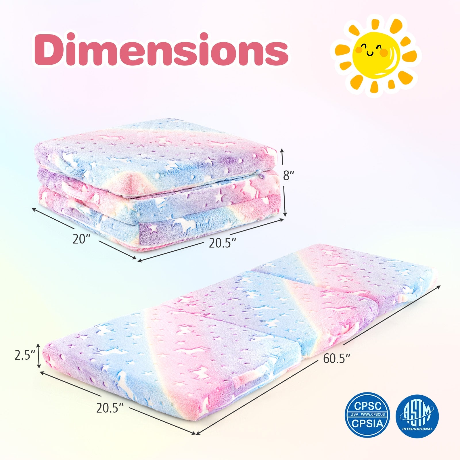 Foldable Floor Mattress for Kids with Washable Flannel Cover, Multicolor Mattresses at Gallery Canada