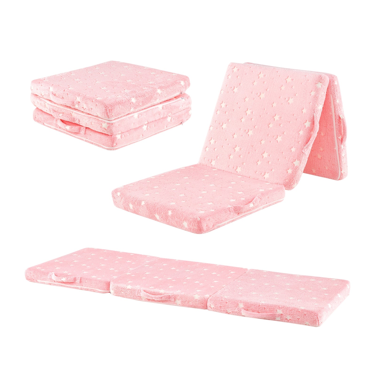 Foldable Floor Mattress for Kids with Washable Flannel Cover, Pink Mattresses at Gallery Canada