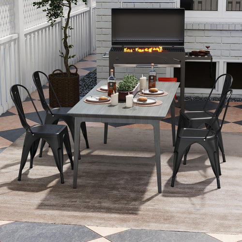 Metal Dining Chairs Set of 4 with Removable Backrest for Dining Room Restaurant Living Room, Black