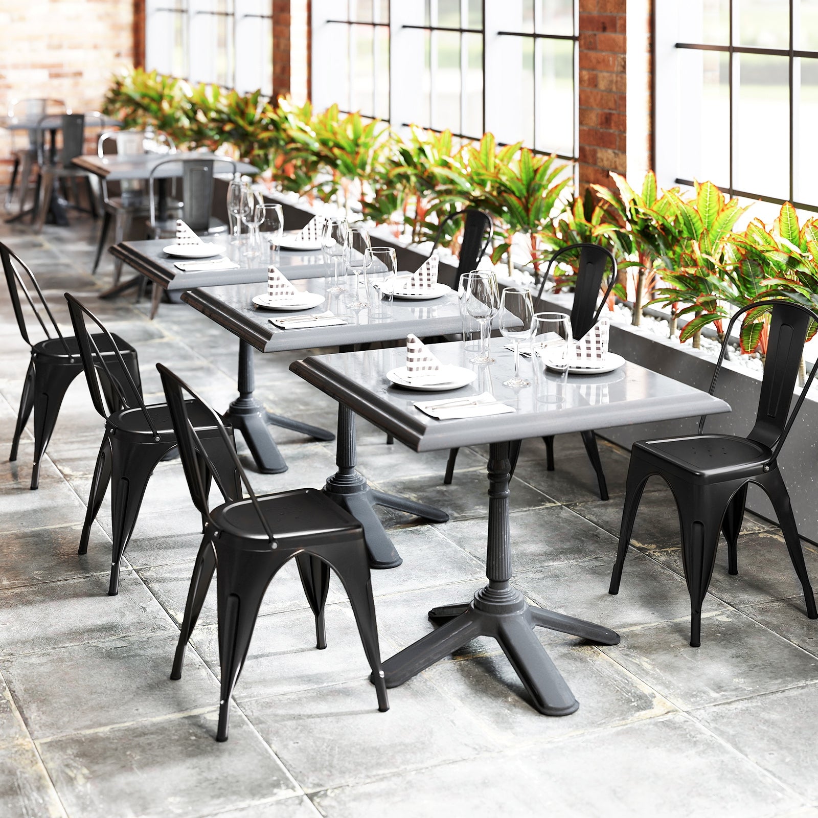 Metal Dining Chairs Set of 4 with Removable Backrest for Dining Room Restaurant Living Room, Black Dining Chairs at Gallery Canada