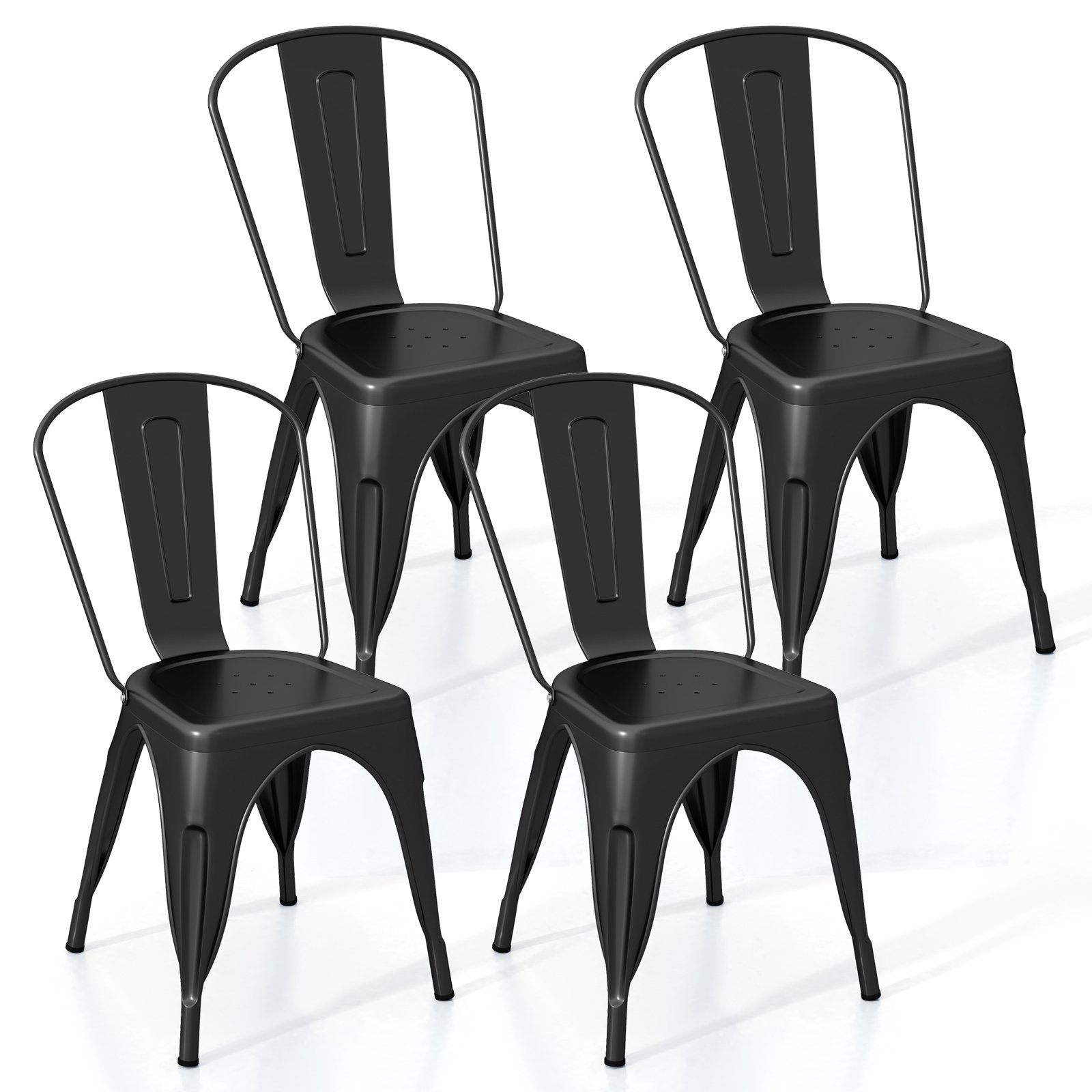 Metal Dining Chairs Set of 4 with Removable Backrest for Dining Room Restaurant Living Room, Black Dining Chairs Black at Gallery Canada