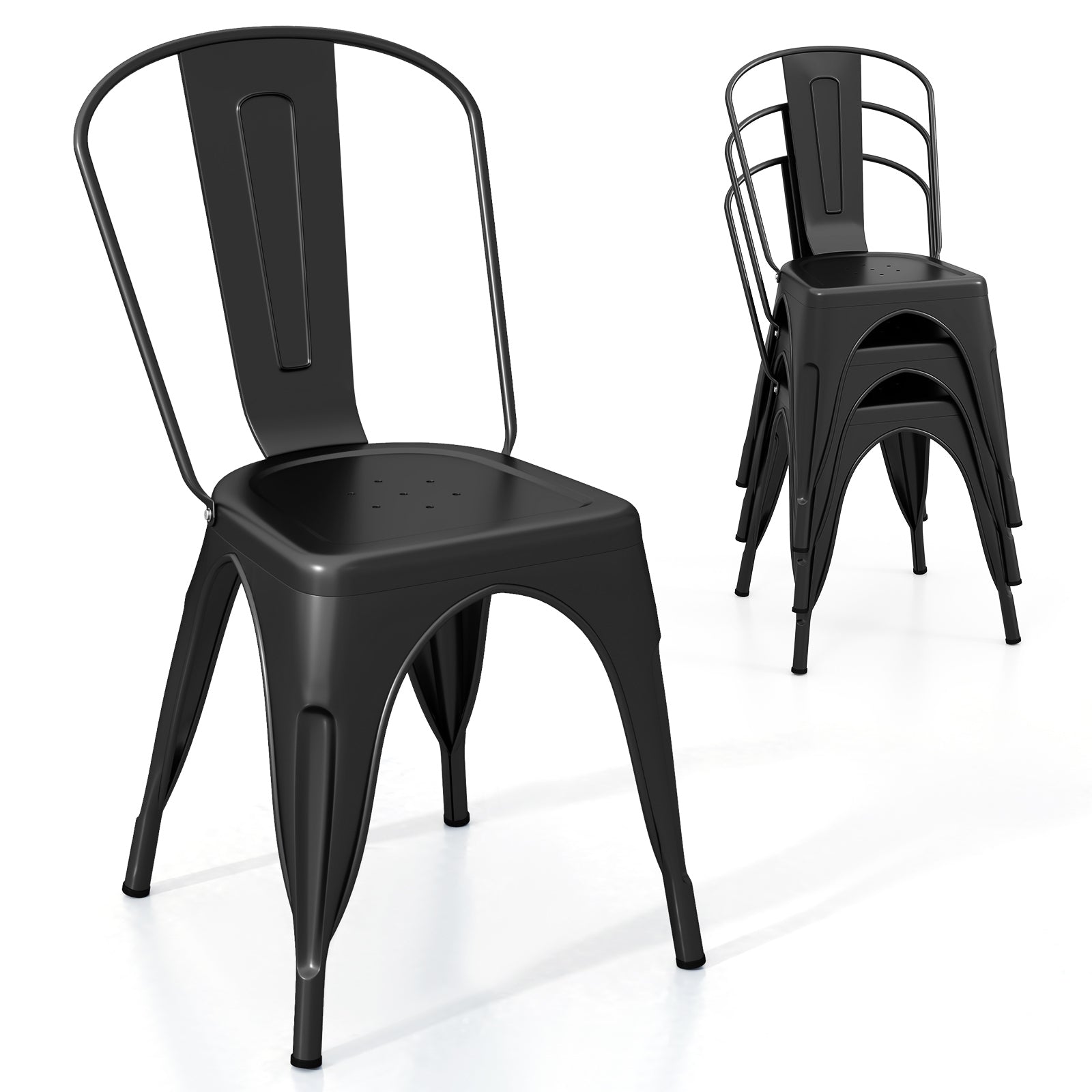 Metal Dining Chairs Set of 4 with Removable Backrest for Dining Room Restaurant Living Room, Black Dining Chairs at Gallery Canada