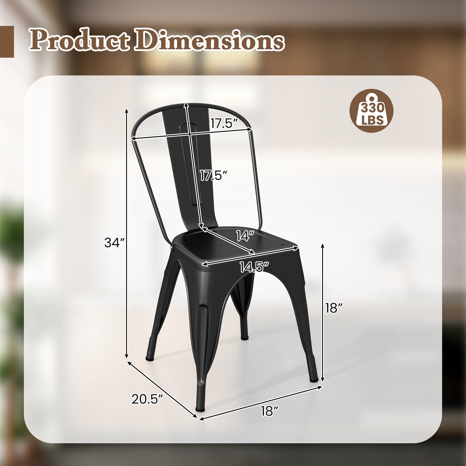 Metal Dining Chairs Set of 4 with Removable Backrest for Dining Room Restaurant Living Room, Black Dining Chairs at Gallery Canada