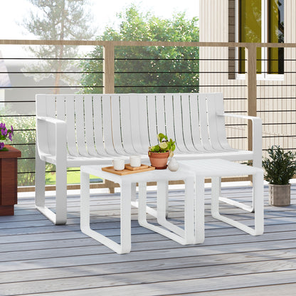 Weather-resistant Plastic 2-Person Bench with Curved Backrest, White Outdoor Benches at Gallery Canada