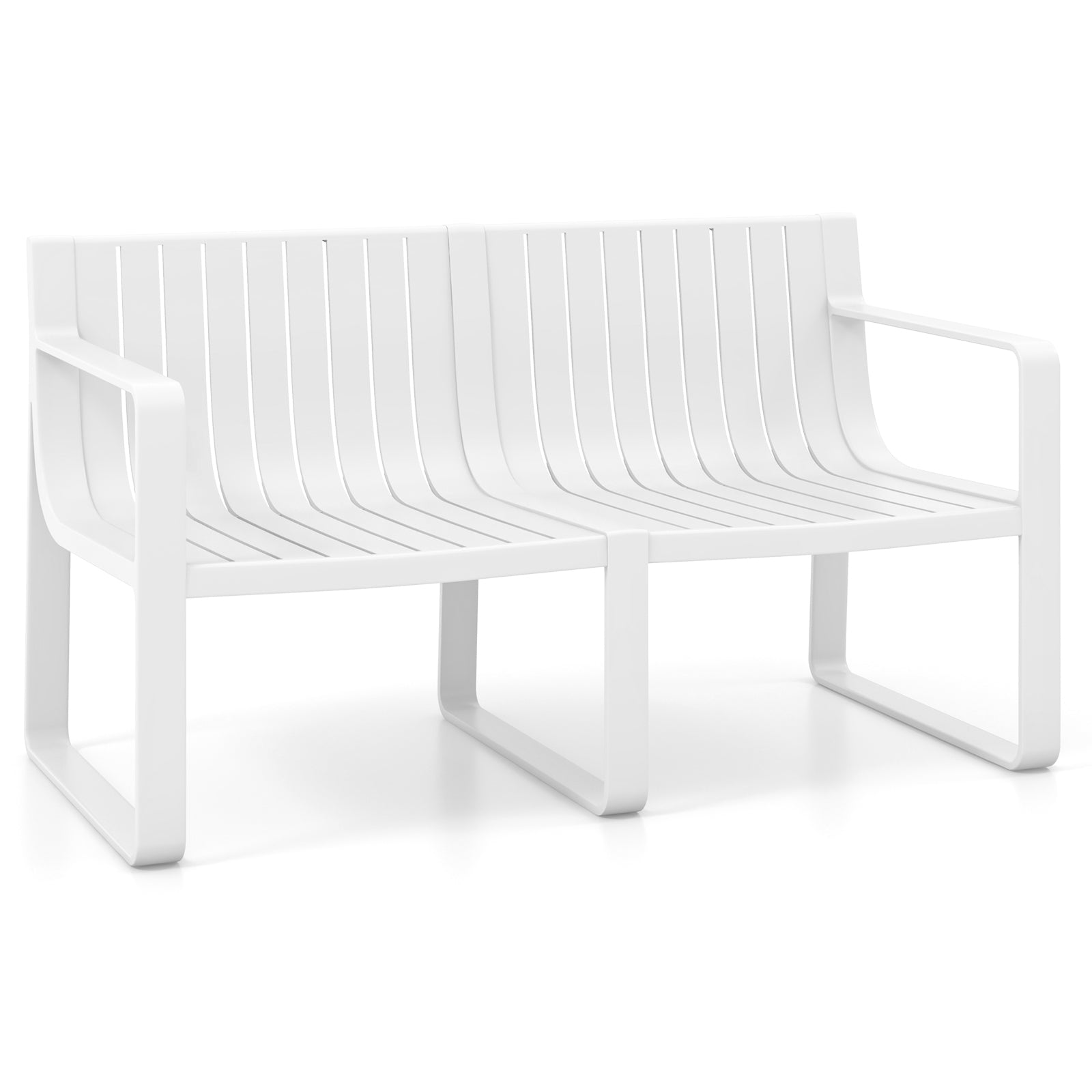 Weather-resistant Plastic 2-Person Bench with Curved Backrest, White Outdoor Benches White at Gallery Canada