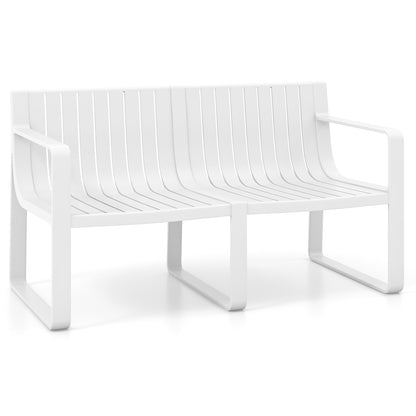 Weather-resistant Plastic 2-Person Bench with Curved Backrest, White Outdoor Benches White at Gallery Canada