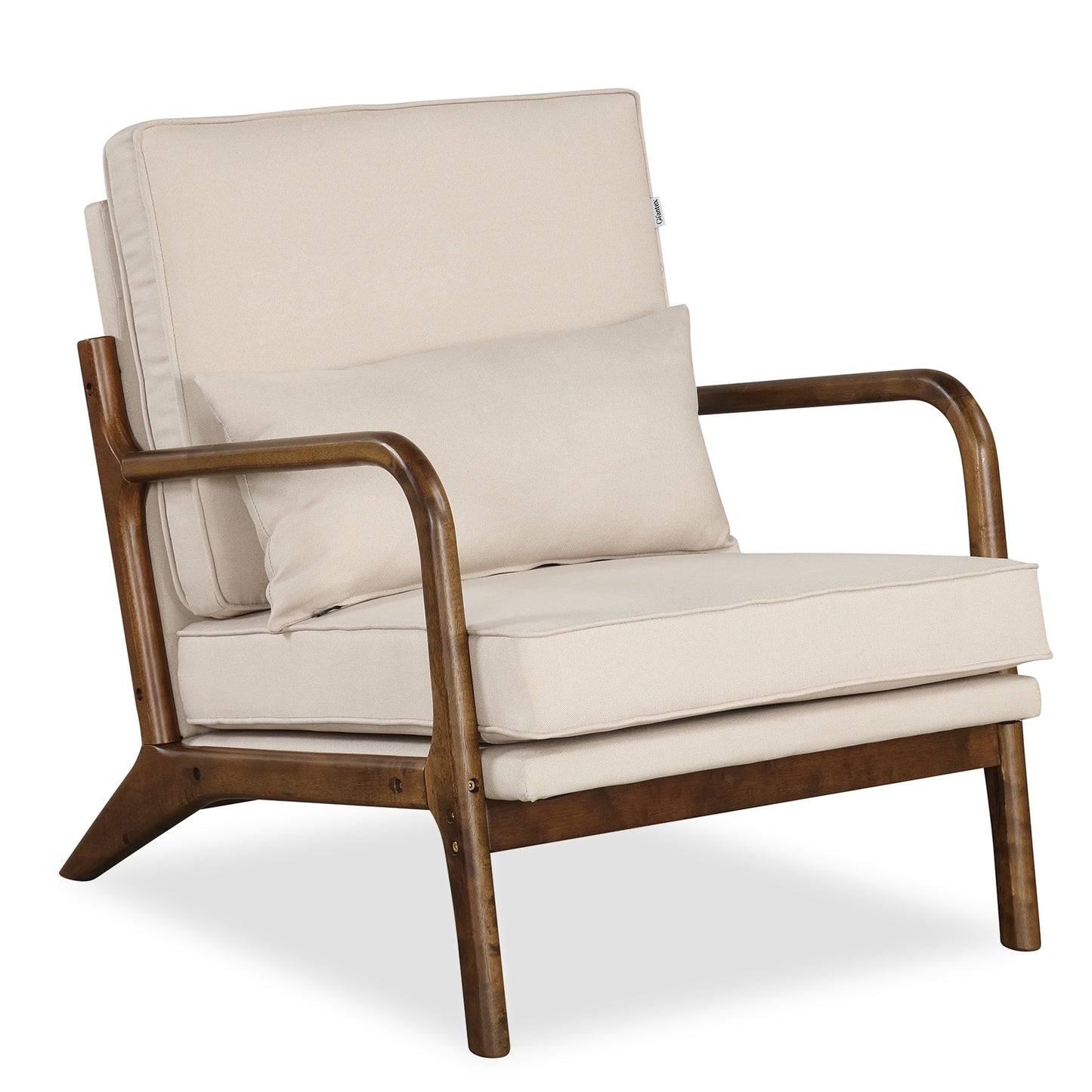 Modern Accent Chair with Rubber Wood Armrests and Removable Back, Beige Accent Chairs Beige at Gallery Canada