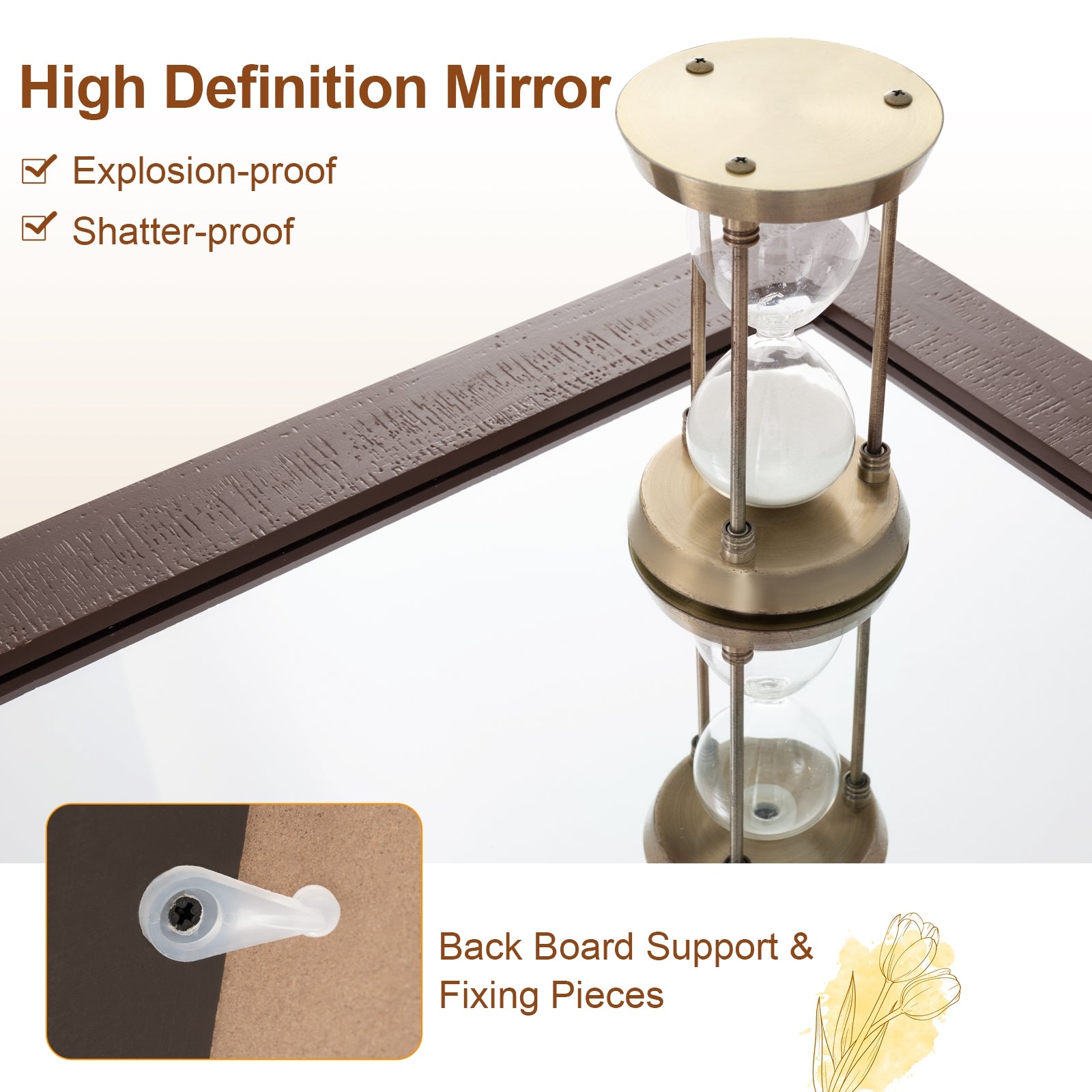 Rectangle Barn Door Style Wall Mounted Mirror with Solid Wood Frame, Walnut Wall Mirrors at Gallery Canada