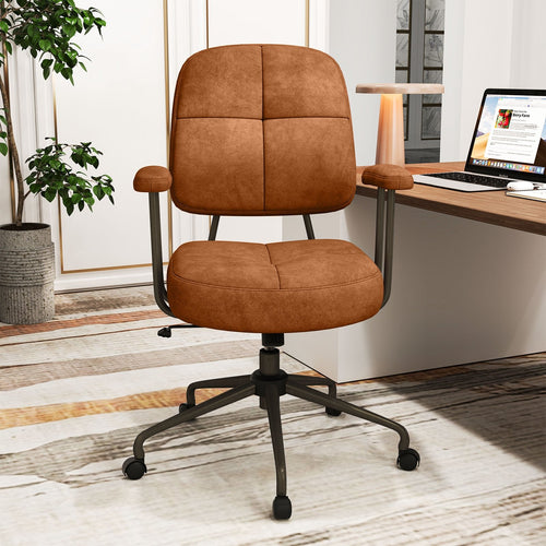 Leathaire Upholstered Task Home Office Chair with Cushioned Back, Brown