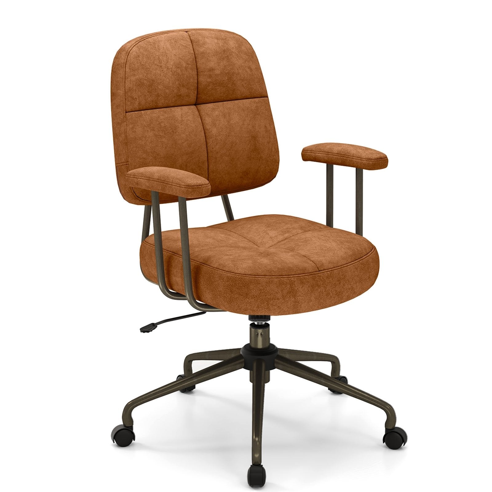 Leathaire Upholstered Task Home Office Chair with Cushioned Back, Brown Leisure Chairs Brown at Gallery Canada