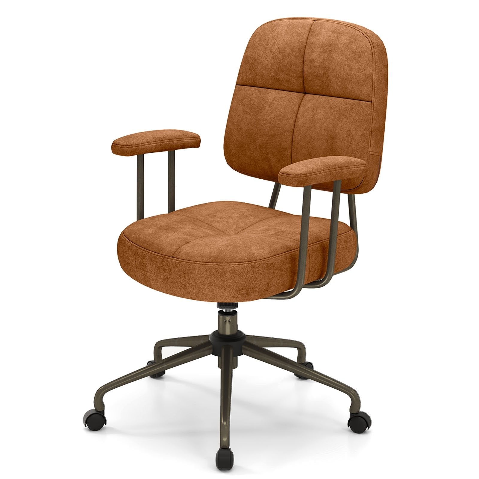 Leathaire Upholstered Task Home Office Chair with Cushioned Back, Brown Leisure Chairs at Gallery Canada