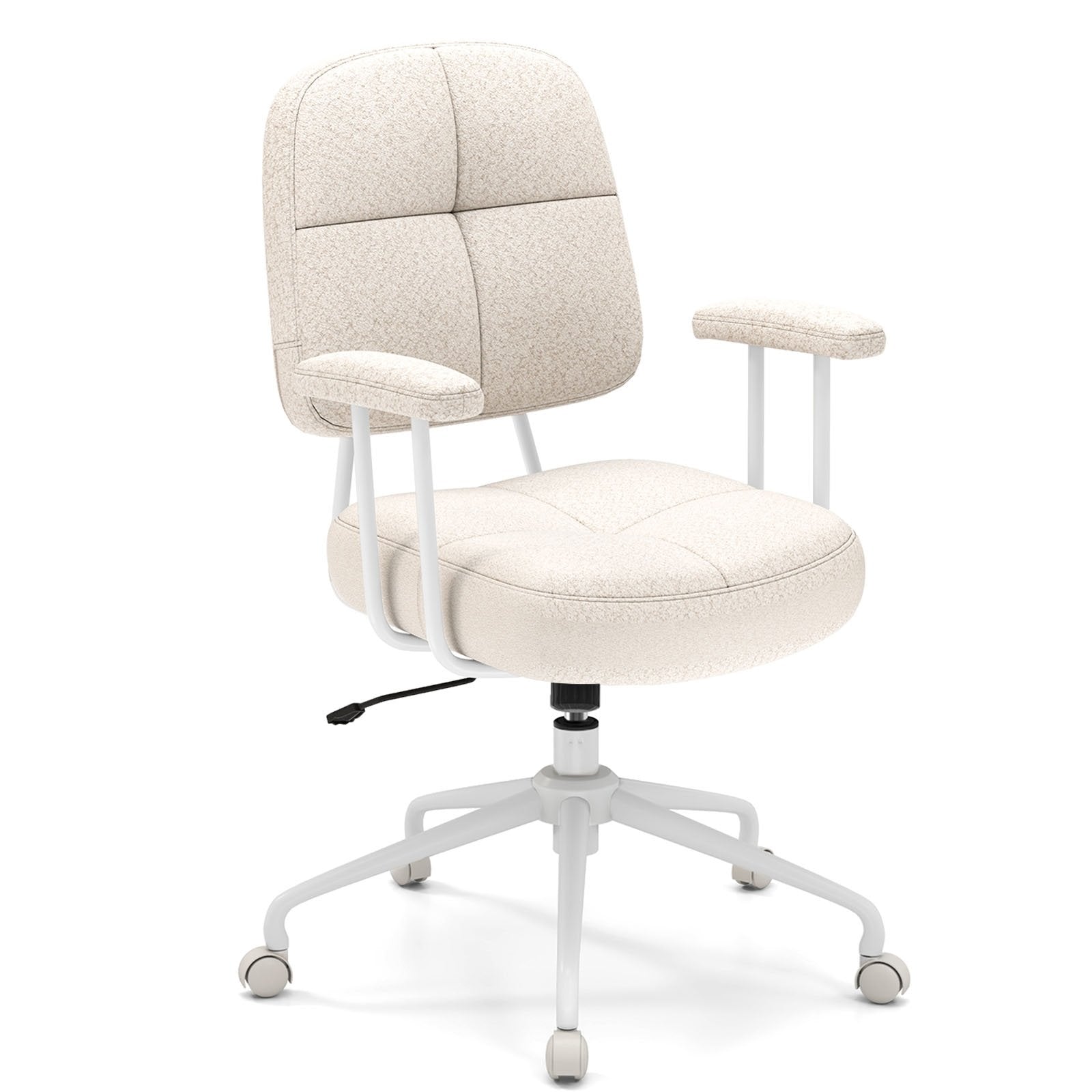 Leathaire Upholstered Task Home Office Chair with Cushioned Back, Beige Leisure Chairs Beige at Gallery Canada