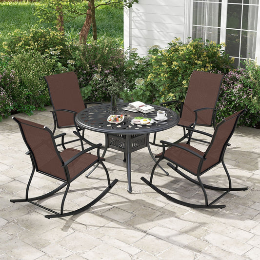 2 Pieces Outdoor Rocking Chairs with Breathable Backrest, Brown Patio Rocking Chairs & Gliders Brown at Gallery Canada