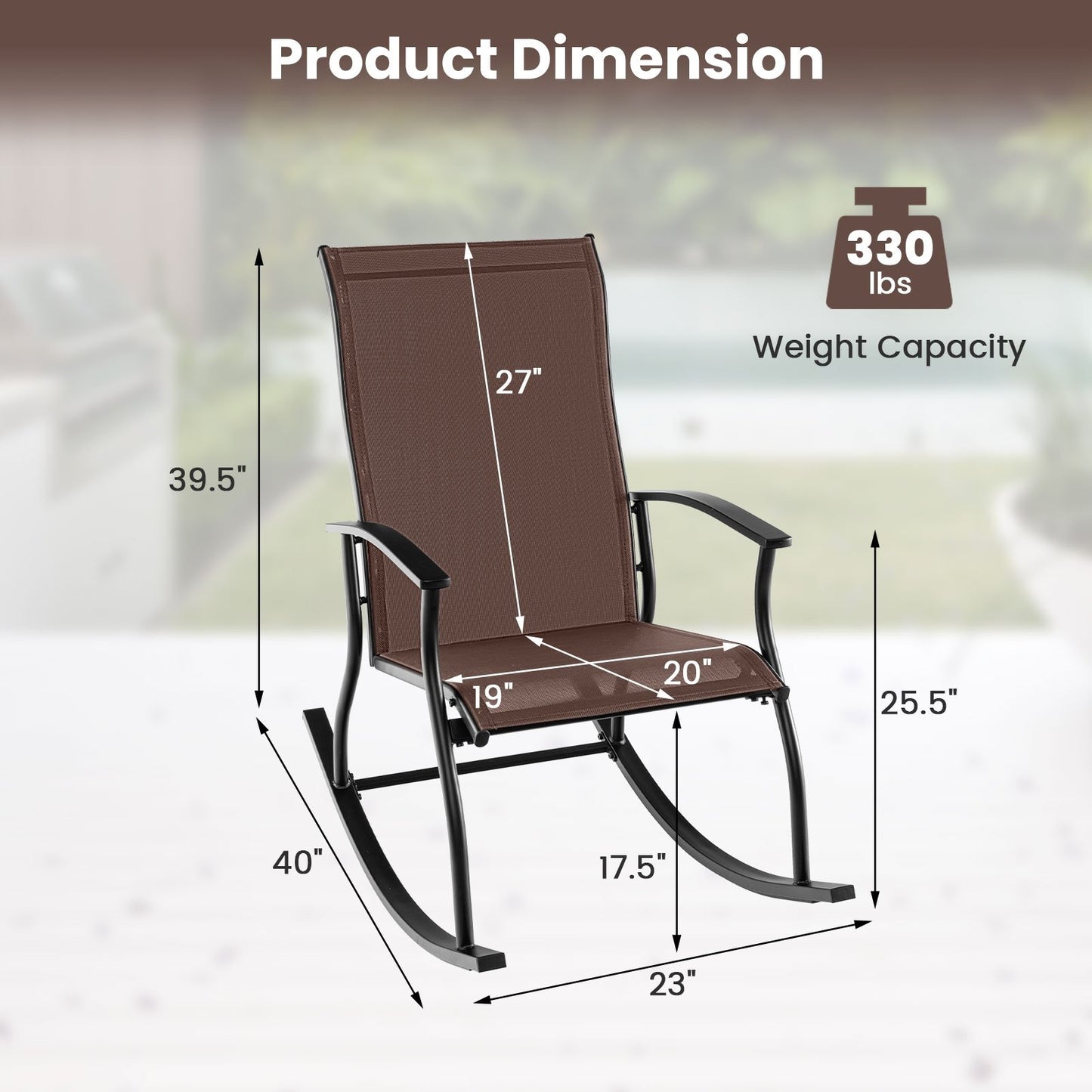 2 Pieces Outdoor Rocking Chairs with Breathable Backrest, Brown Patio Rocking Chairs & Gliders at Gallery Canada