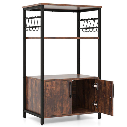 3-Tier Kitchen Baker’s Rack with Cabinet and 2 Open Shelves, Brown Baker's Racks Brown  at Gallery Canada