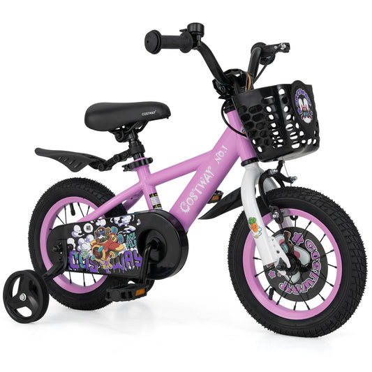 12 Inch Kids Bike for 3-4 Years Old Sport Bicycle with Adjustable Handlebar and Saddle-12 inches, Purple