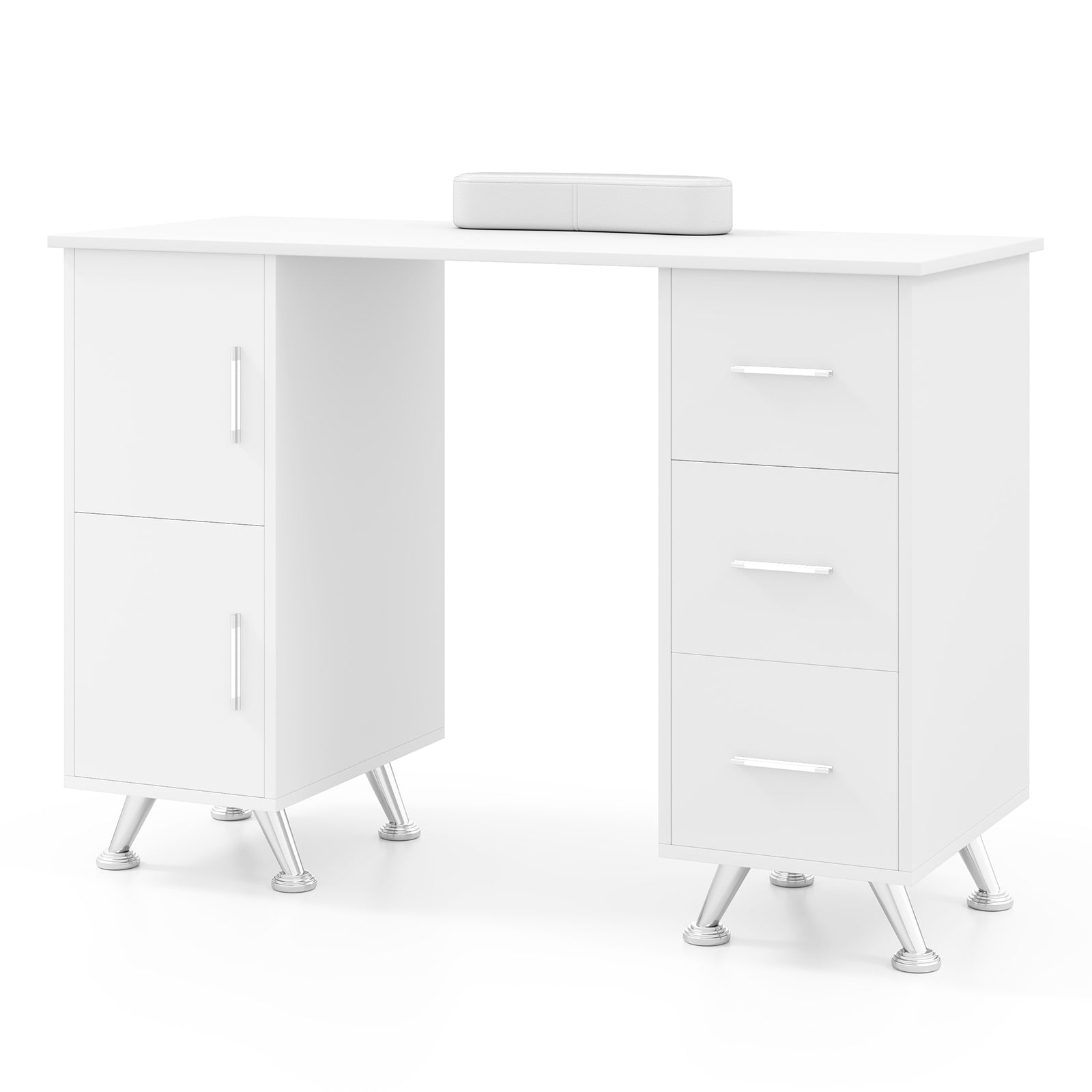 Wooden Manicure Table Nail Desk with Drawers Wrist Rest, White Office Desks White at Gallery Canada