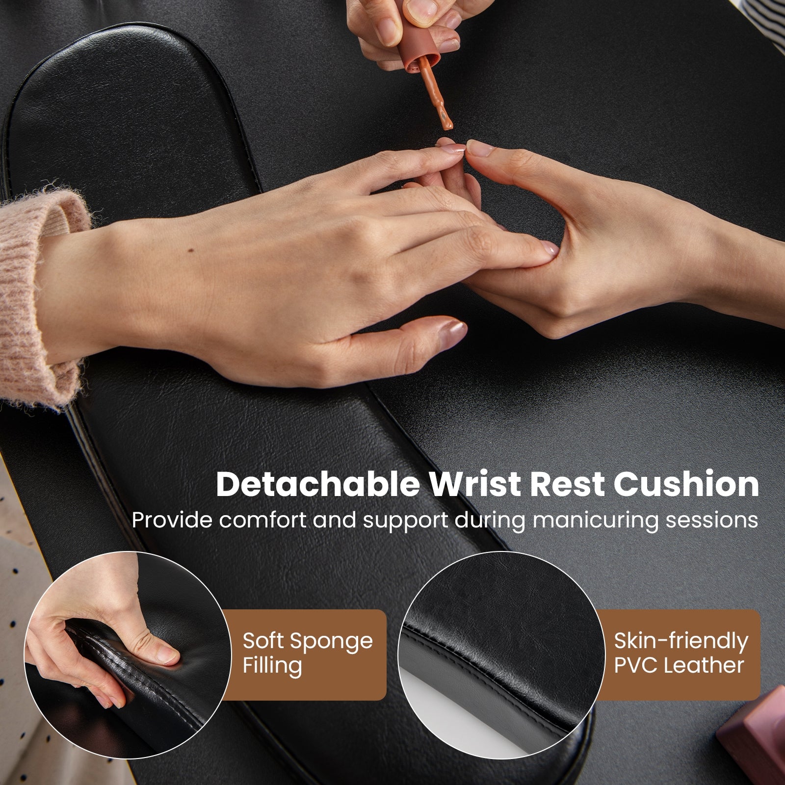 Wooden Manicure Table Nail Desk with Drawers Wrist Rest, Black Office Desks at Gallery Canada