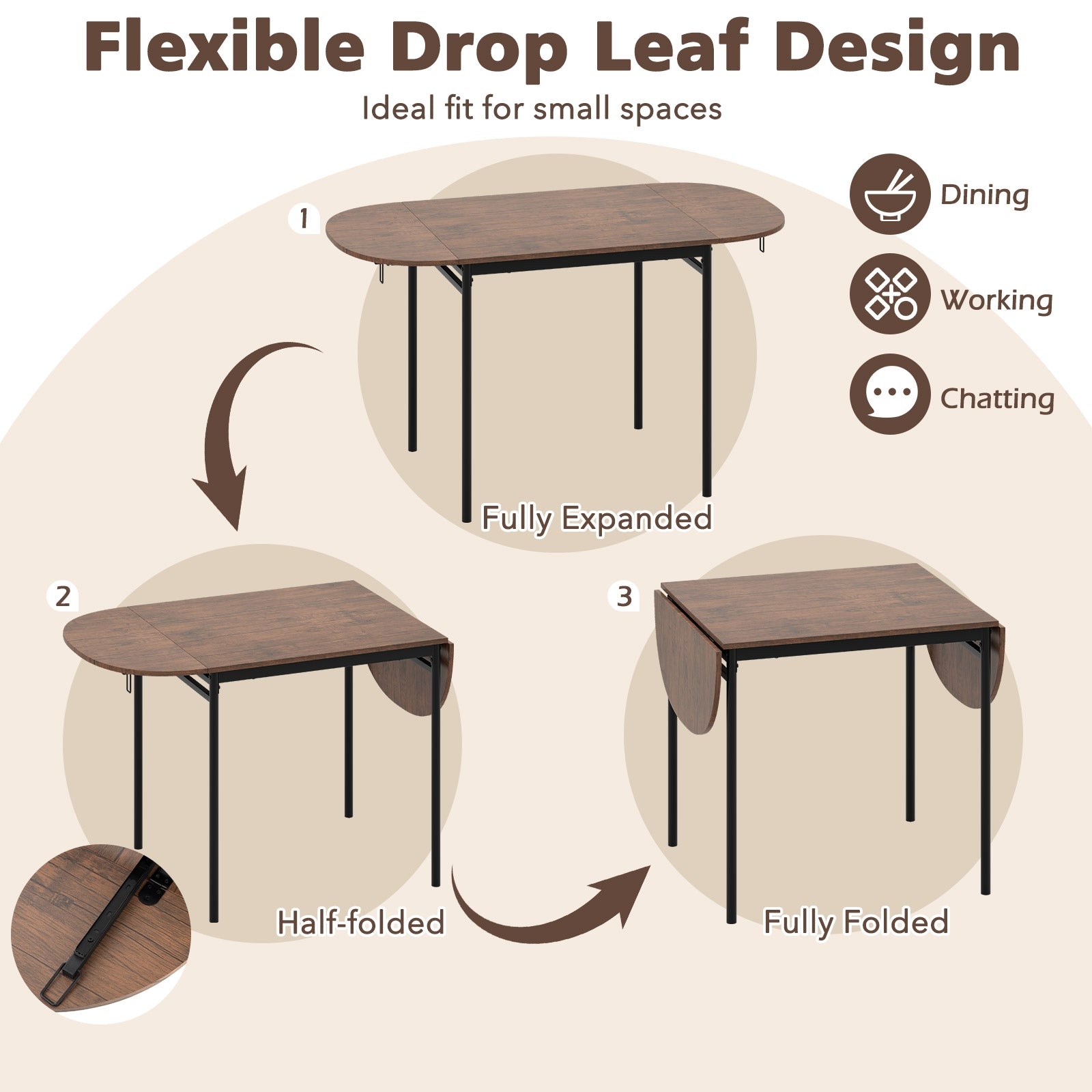 3 Pieces Dining Set with 2 Chairs and Modern Kitchen Table for Small Space, Brown Dining Room Sets at Gallery Canada