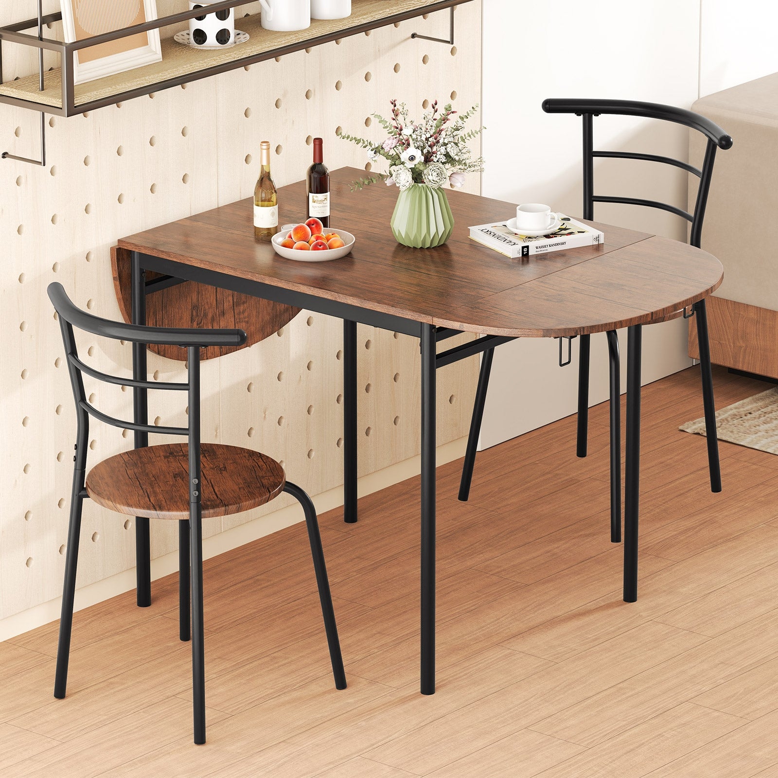 3 Pieces Dining Set with 2 Chairs and Modern Kitchen Table for Small Space, Brown Dining Room Sets at Gallery Canada