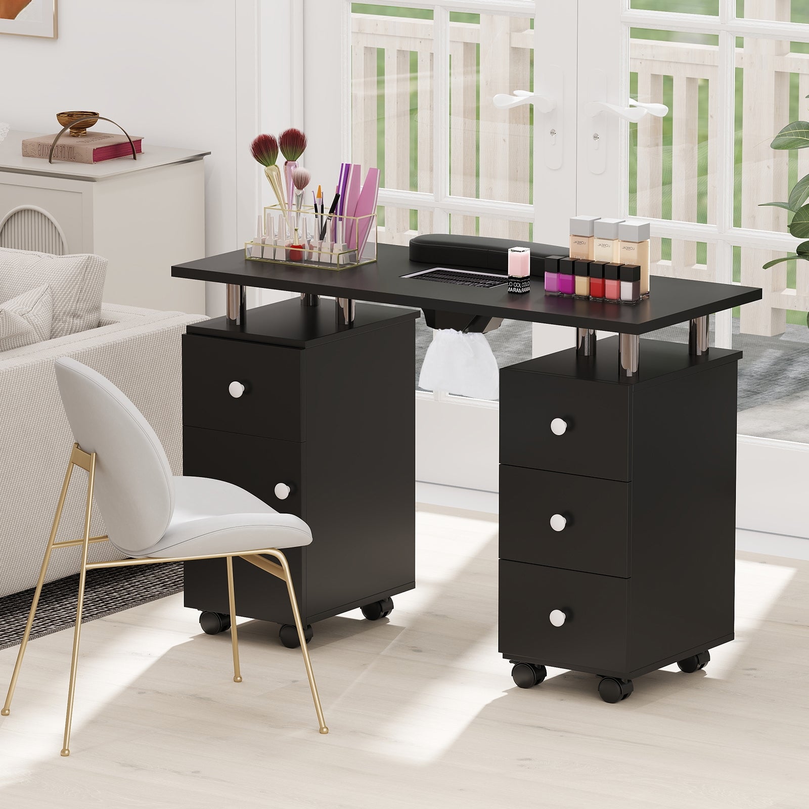 Manicure Table Nail Desk with Electric Dust Collector and 3 Dust Bags, Black Massage at Gallery Canada
