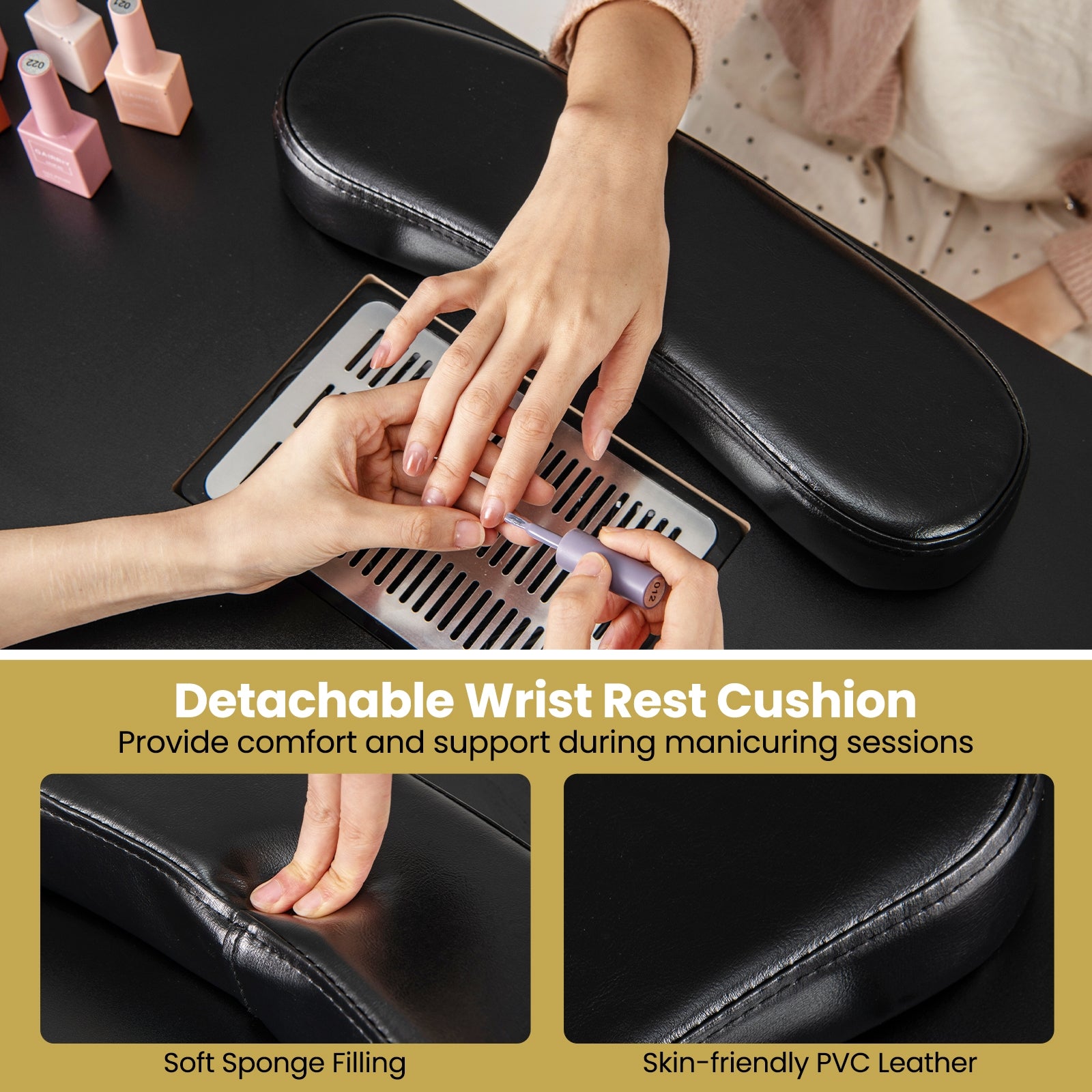 Manicure Table Nail Desk with Electric Dust Collector and 3 Dust Bags, Black Massage at Gallery Canada