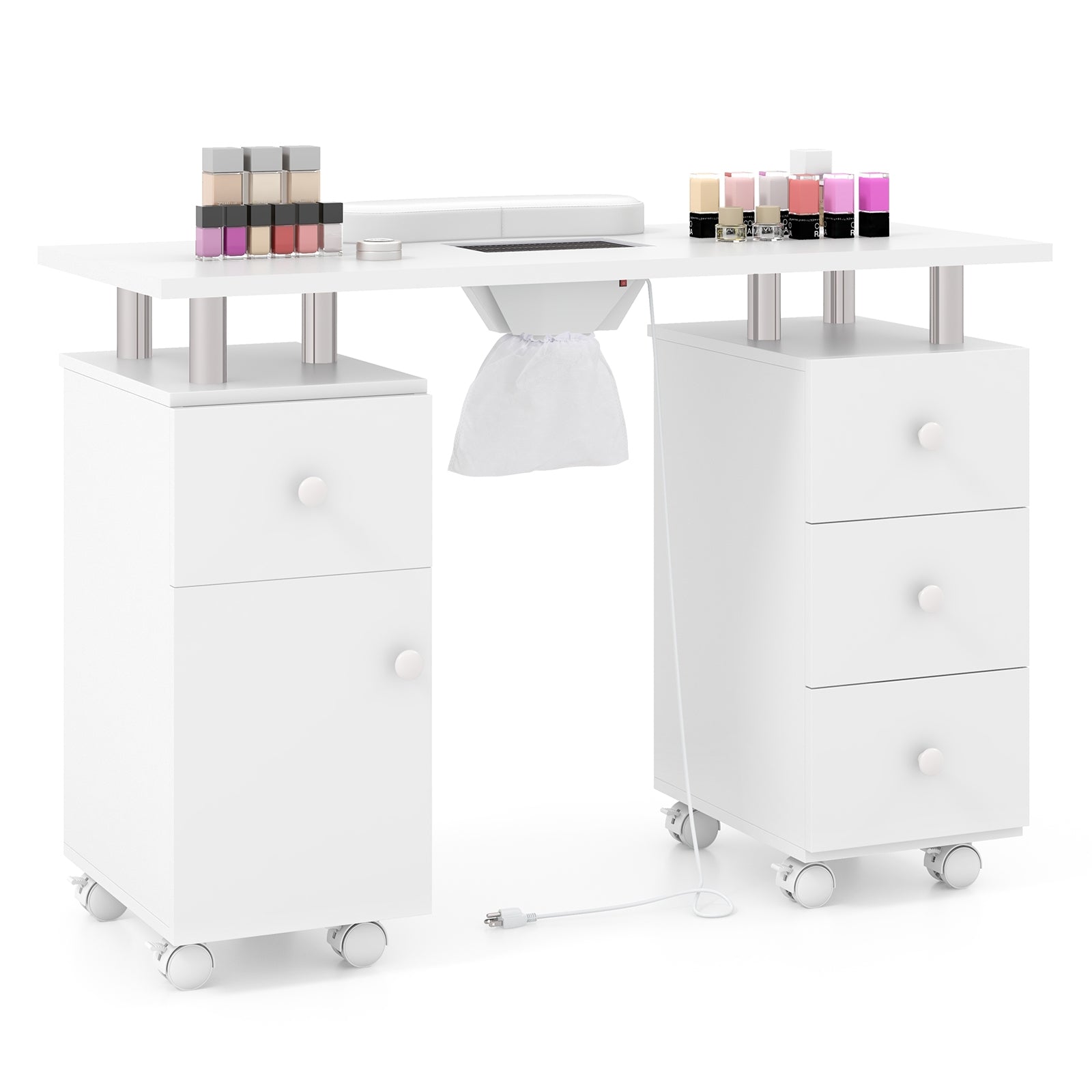Manicure Table Nail Desk with Electric Dust Collector and 3 Dust Bags, White Massage at Gallery Canada