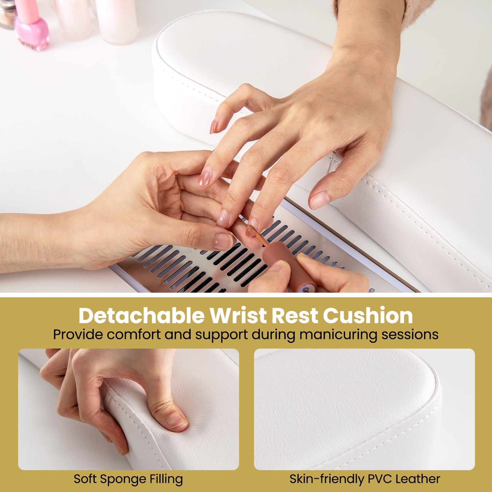 Manicure Table Nail Desk with Electric Dust Collector and 3 Dust Bags, White Massage at Gallery Canada