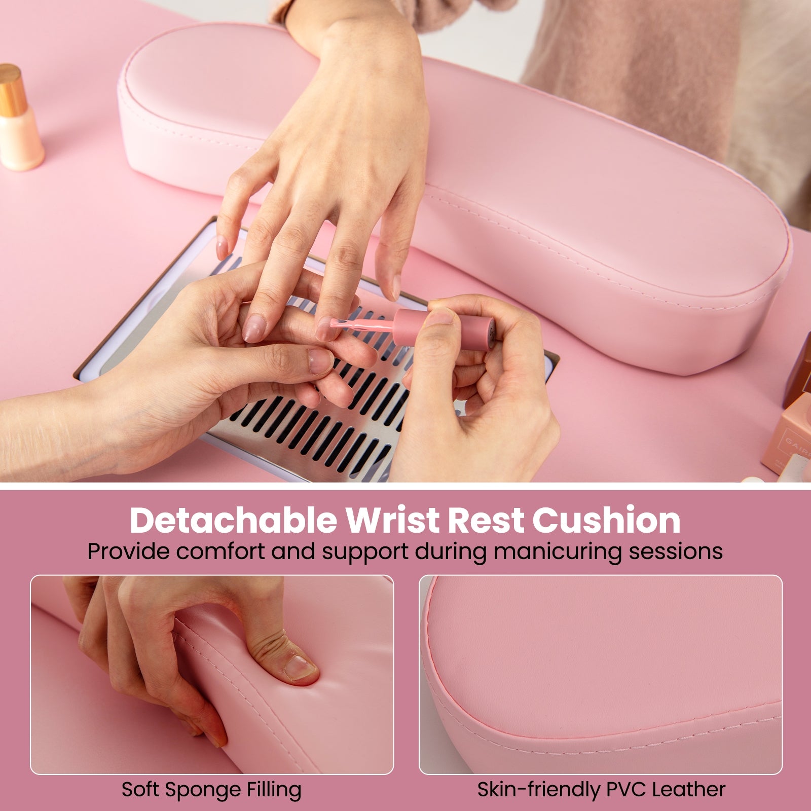 Manicure Table Nail Desk with Electric Dust Collector and 3 Dust Bags, Pink Massage at Gallery Canada
