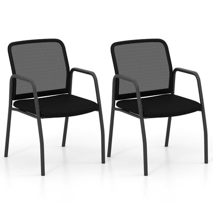 Waiting Room Chair Set of 2 Office Guest Chairs with Ergonomic Mesh Backrest, Black Conference Chairs Black  at Gallery Canada