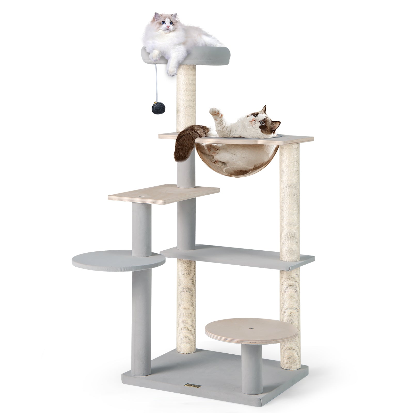 Modern Cat Tree 44 Inch Multi-level Cat Tower with Removable Padded Top Perch, Natural Cat Trees Condos & Scratchers Natural at Gallery Canada