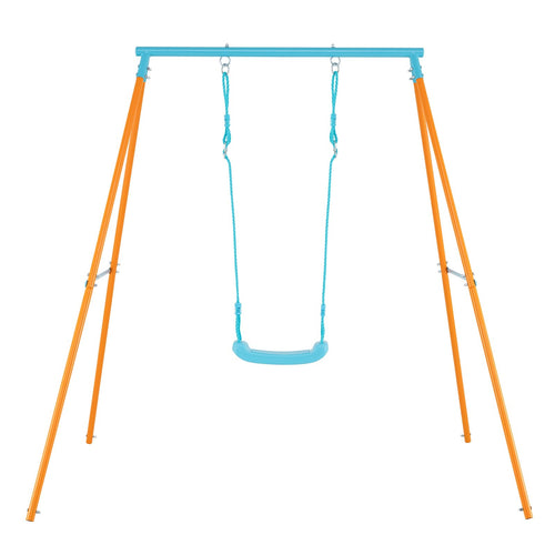 Outdoor Heavy Duty Metal Toddler Swing Set with Stand, Orange