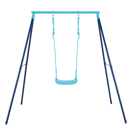 Outdoor Heavy Duty Metal Toddler Swing Set with Stand, Blue