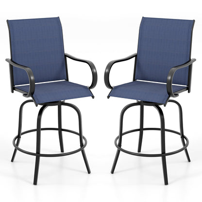 2 Pieces 360 Rotating Bar Stool Set with Armrests for Patio, Navy Patio Bar Furniture Navy  at Gallery Canada