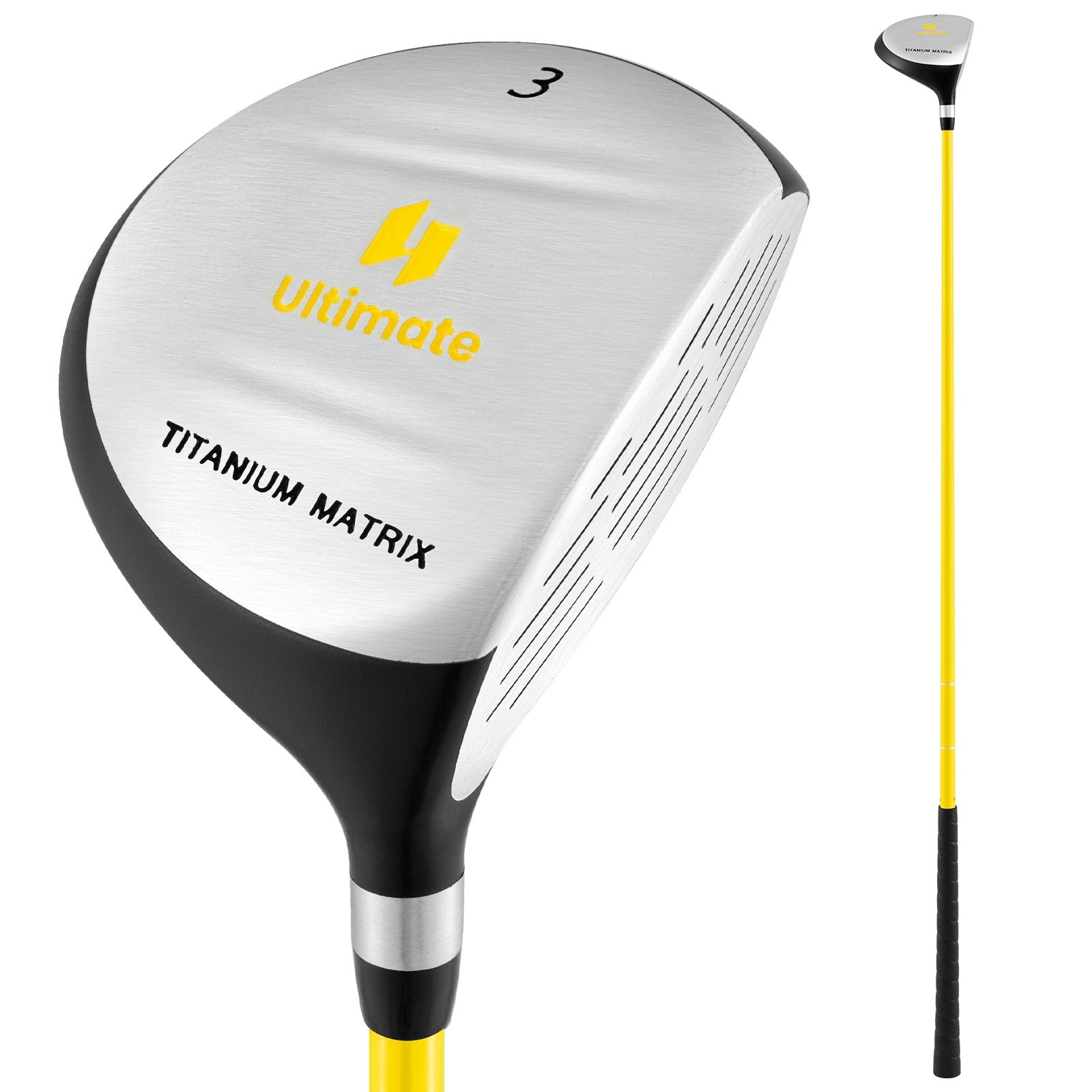 34 Inch 165CC Junior #3 Fairway Wood Golf Club with Fiberglass Shaft for Kids Ages 8-10, Yellow Golf at Gallery Canada