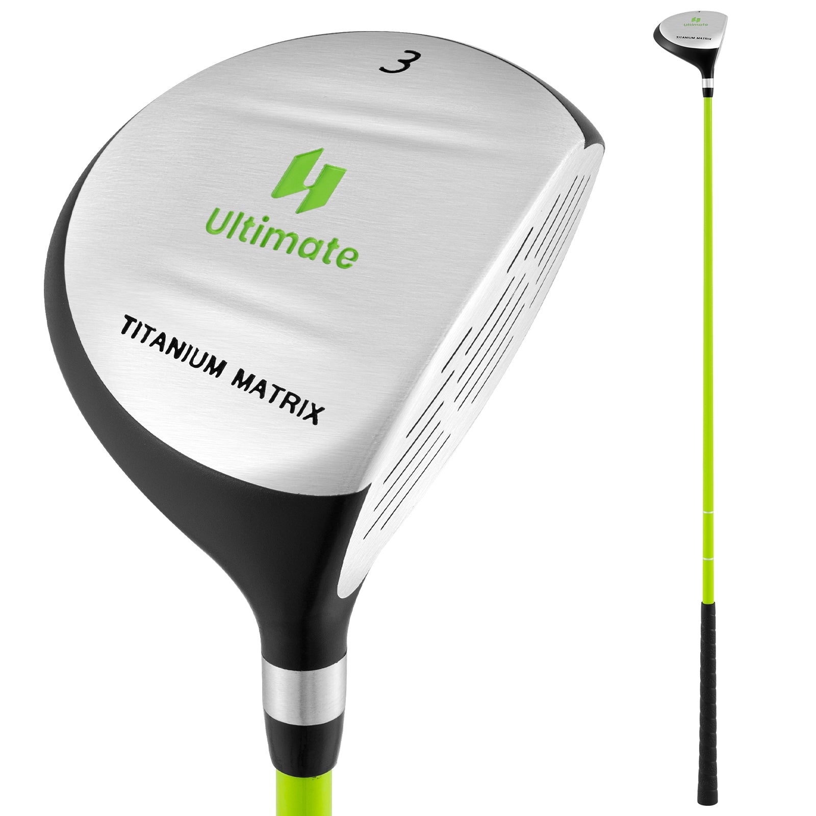 34 Inch 165CC Junior #3 Fairway Wood Golf Club with Fiberglass Shaft for Kids Ages 8-10, Green Golf at Gallery Canada
