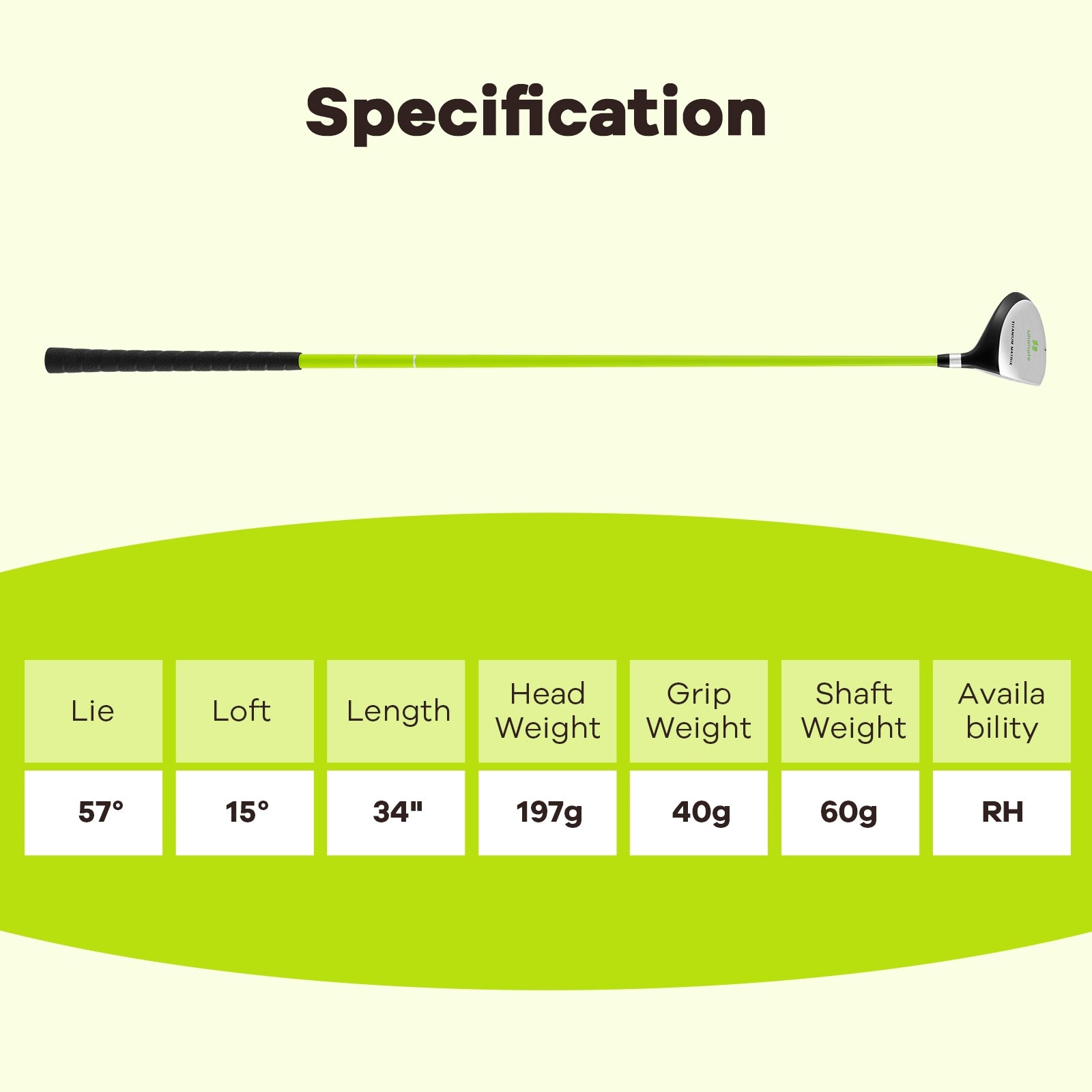 34 Inch 165CC Junior #3 Fairway Wood Golf Club with Fiberglass Shaft for Kids Ages 8-10, Green Golf at Gallery Canada