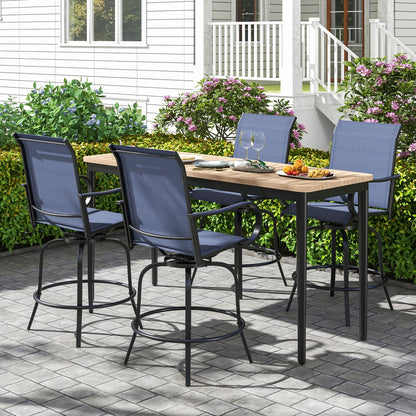 2 Pieces 360 Rotating Bar Stool Set with Armrests for Patio, Navy Patio Bar Furniture   at Gallery Canada