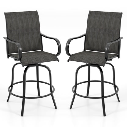 2 Pieces 360 Rotating Bar Stool Set with Armrests for Patio, Black Patio Bar Furniture Black  at Gallery Canada