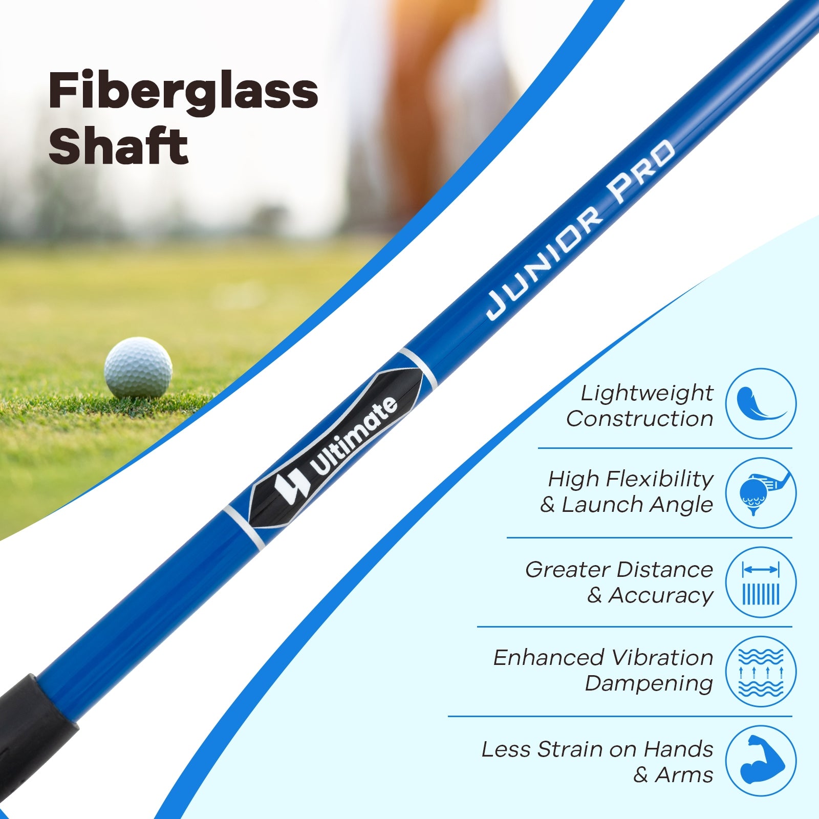 38 Inch 165CC Junior #3 Fairway Wood Golf Club with Fiberglass Shaft for Kids Ages 11-14, Blue Golf at Gallery Canada