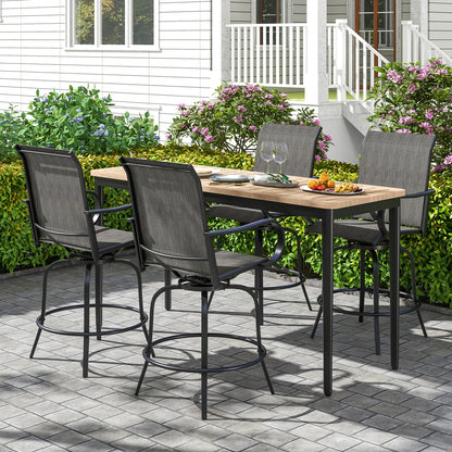 2 Pieces 360 Rotating Bar Stool Set with Armrests for Patio, Black Patio Bar Furniture   at Gallery Canada