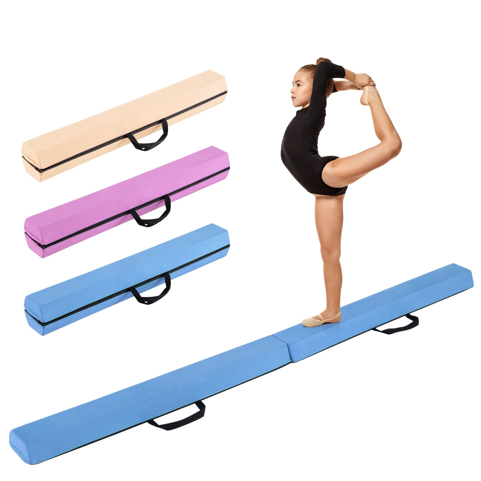 7 FT Folding Balance Beam with Removable Suede Cover and Non-slip Bottom, Navy Baby Gyms & Playmats at Gallery Canada