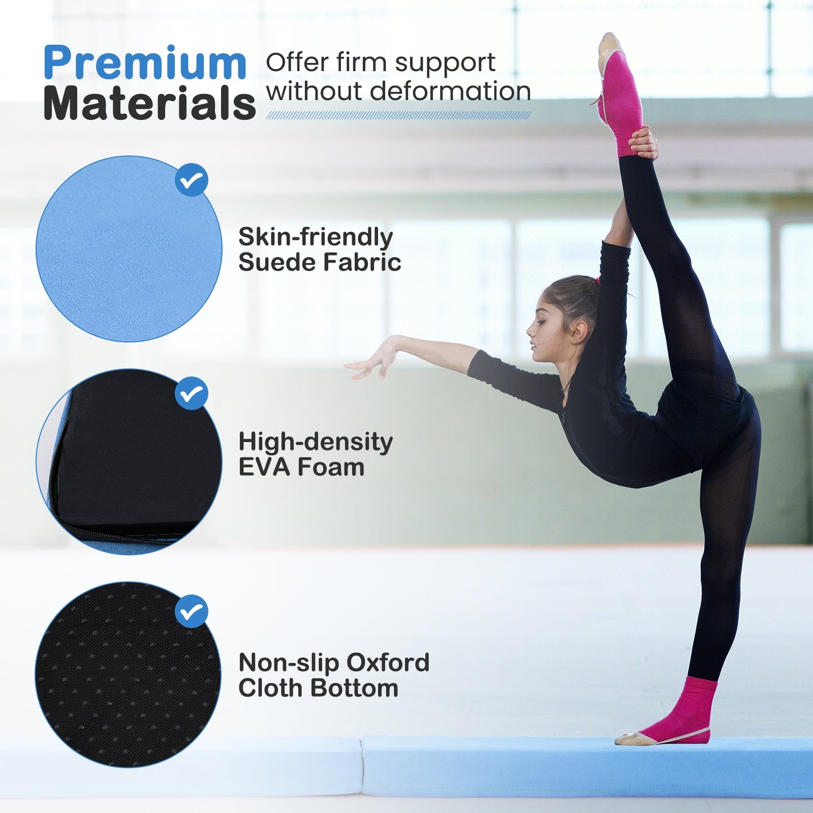 7 FT Folding Balance Beam with Removable Suede Cover and Non-slip Bottom, Navy Baby Gyms & Playmats at Gallery Canada